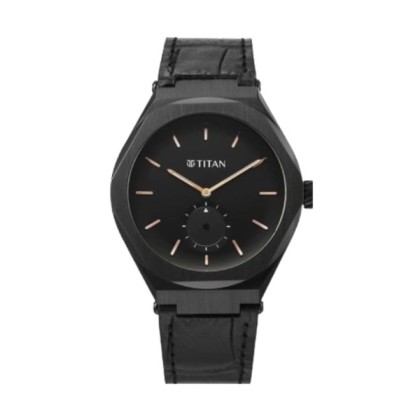 Titan Classique Contour 90210NL01 Black Dial Leather Strap Analog Men Watch